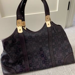 Vintage eggplant leather Gucci tote